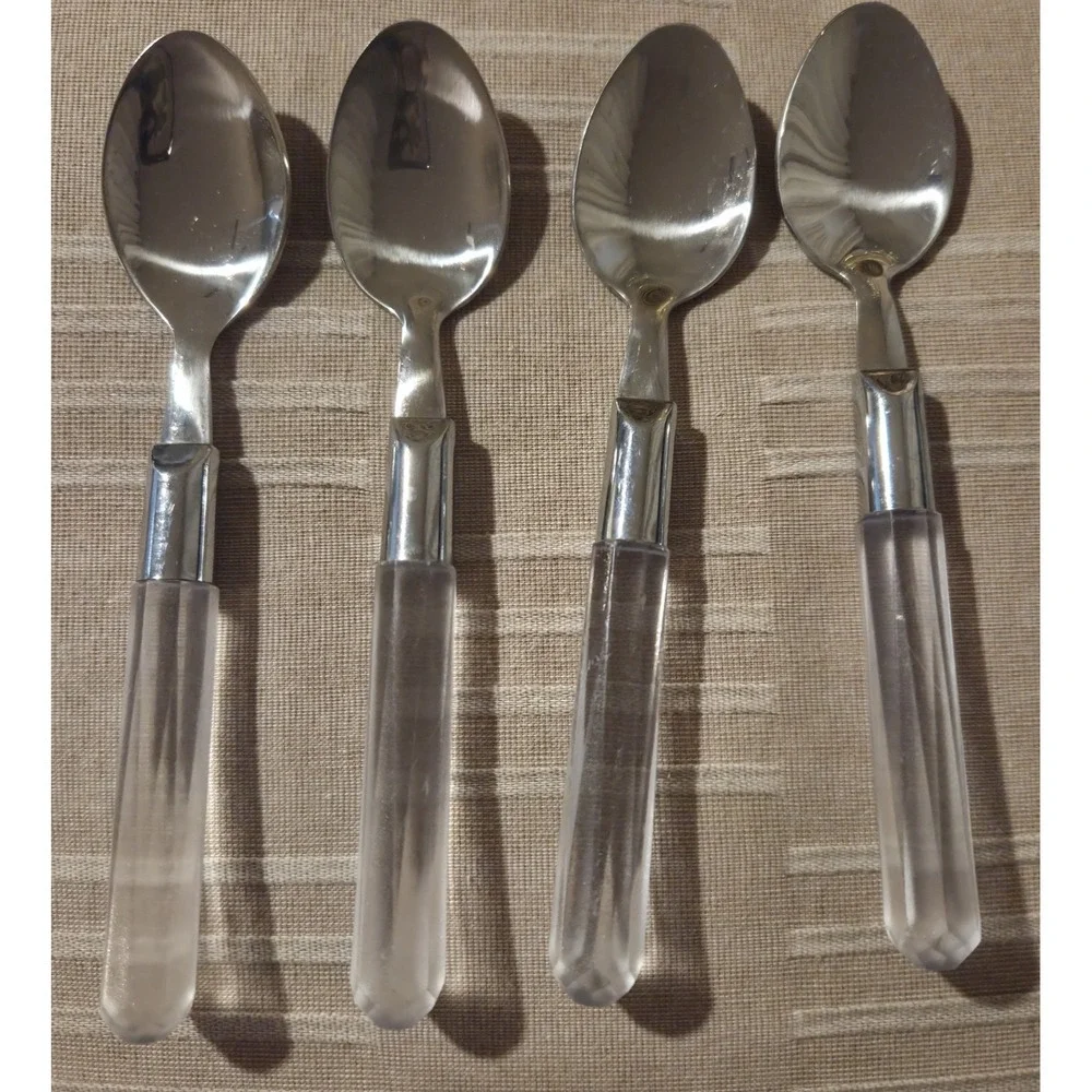 Stanley Roberts Lucite Flatware 18/8 Stainless‎ Steel  Fork/Spoon/Knife Set/4